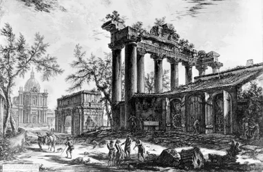 Vue du Temple de la Concorde avec l